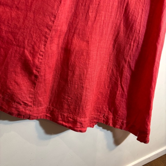 LINEN Sz XL (estimated) Sleeveless A-line Dress with Asymmetrical Boxy Hemline - Picture 3 of 9